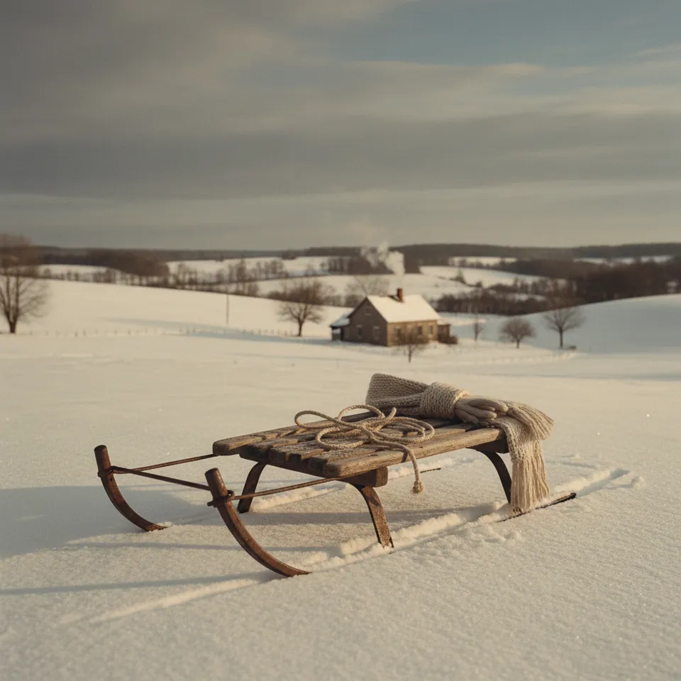 Illustration for The Wooden Sled on the Hill