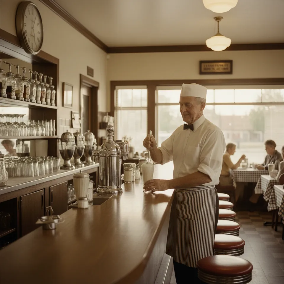 Illustration for The Soda Jerk Behind the Counter: The Work in a Glass