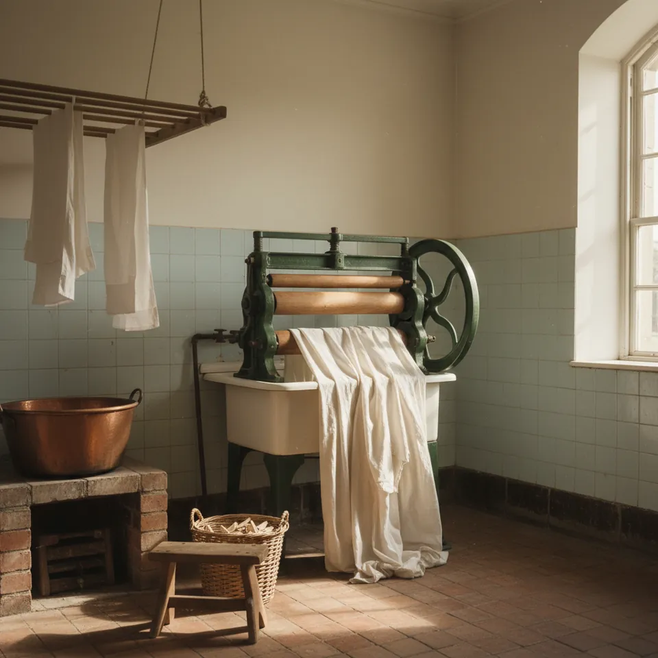 Illustration for The Laundry Mangle in the Washhouse