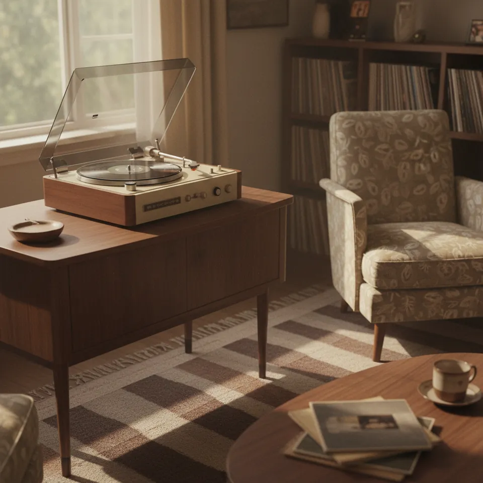 Illustration for The Vinyl Record Player at Home