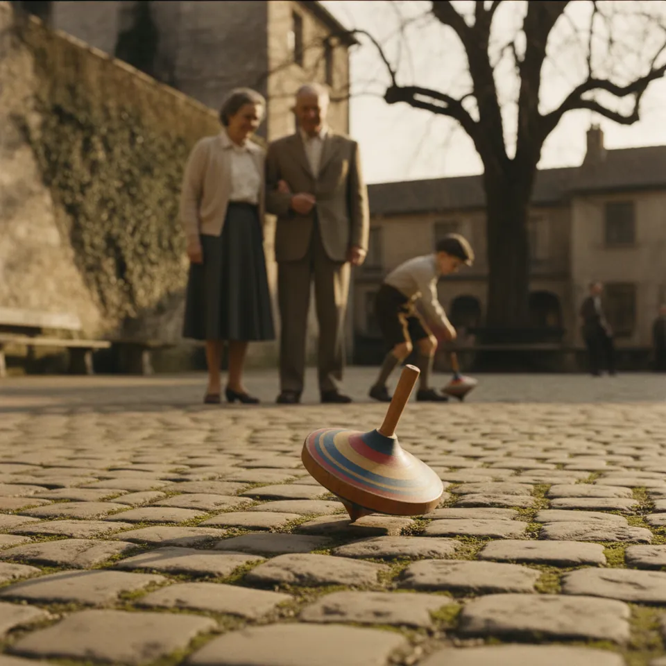 Illustration for The Spinning Top on the Cobblestones