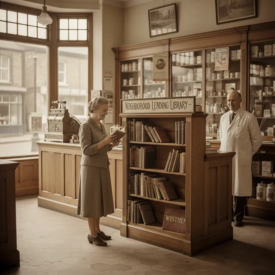 Illustration for Borrowing a Book at the Chemist