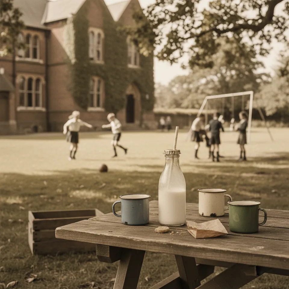 Illustration for The School Milk Bottle at Morning Break