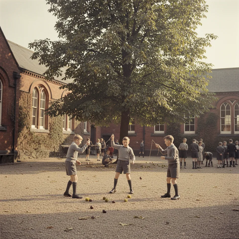 Illustration for The Conker Season in the School Yard
