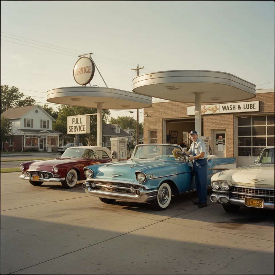 Illustration for The Full-Service Gas Station Attendant in America