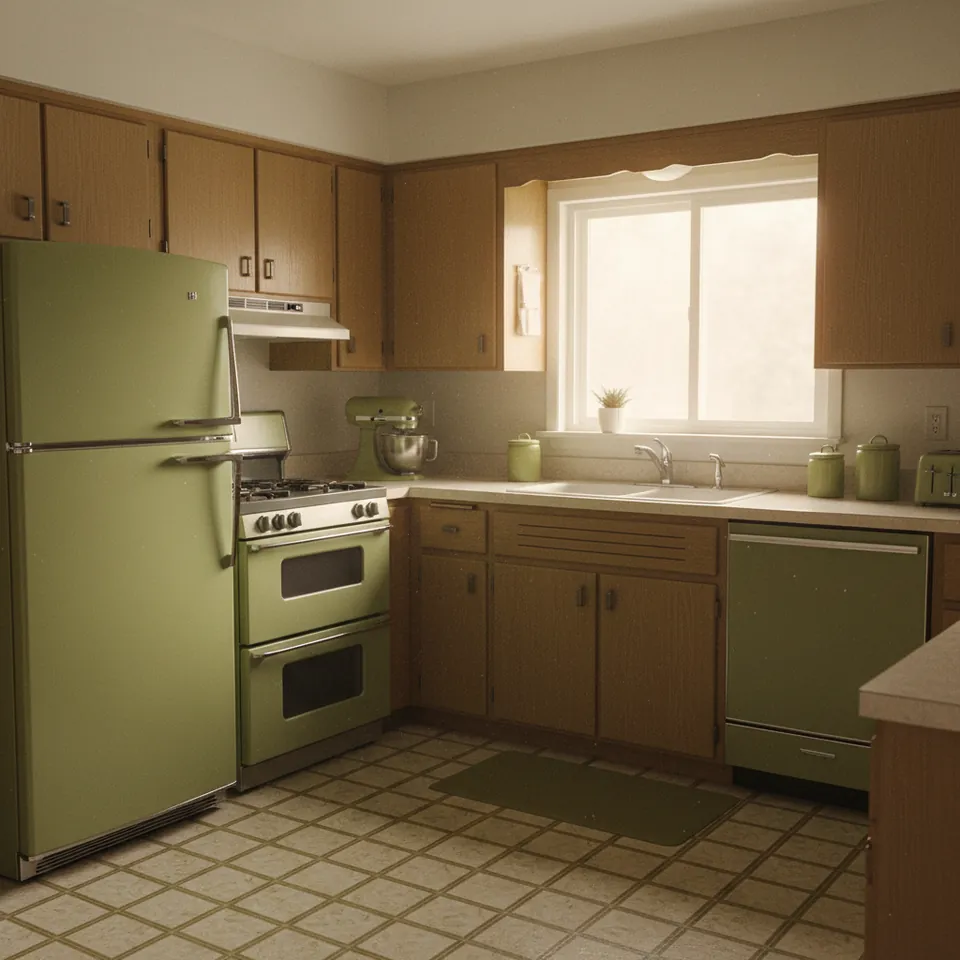 Illustration for The Avocado Green Kitchen Appliances