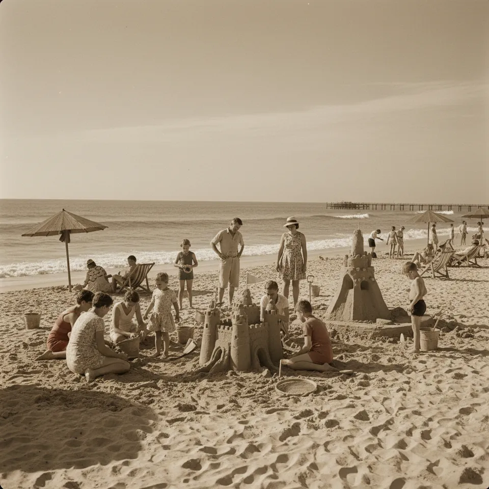 Illustration for The Sandcastle Competition on the Beach