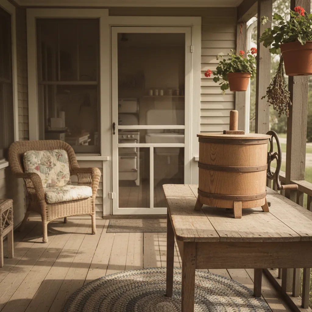 Illustration for The Butter Churn on the Back Porch