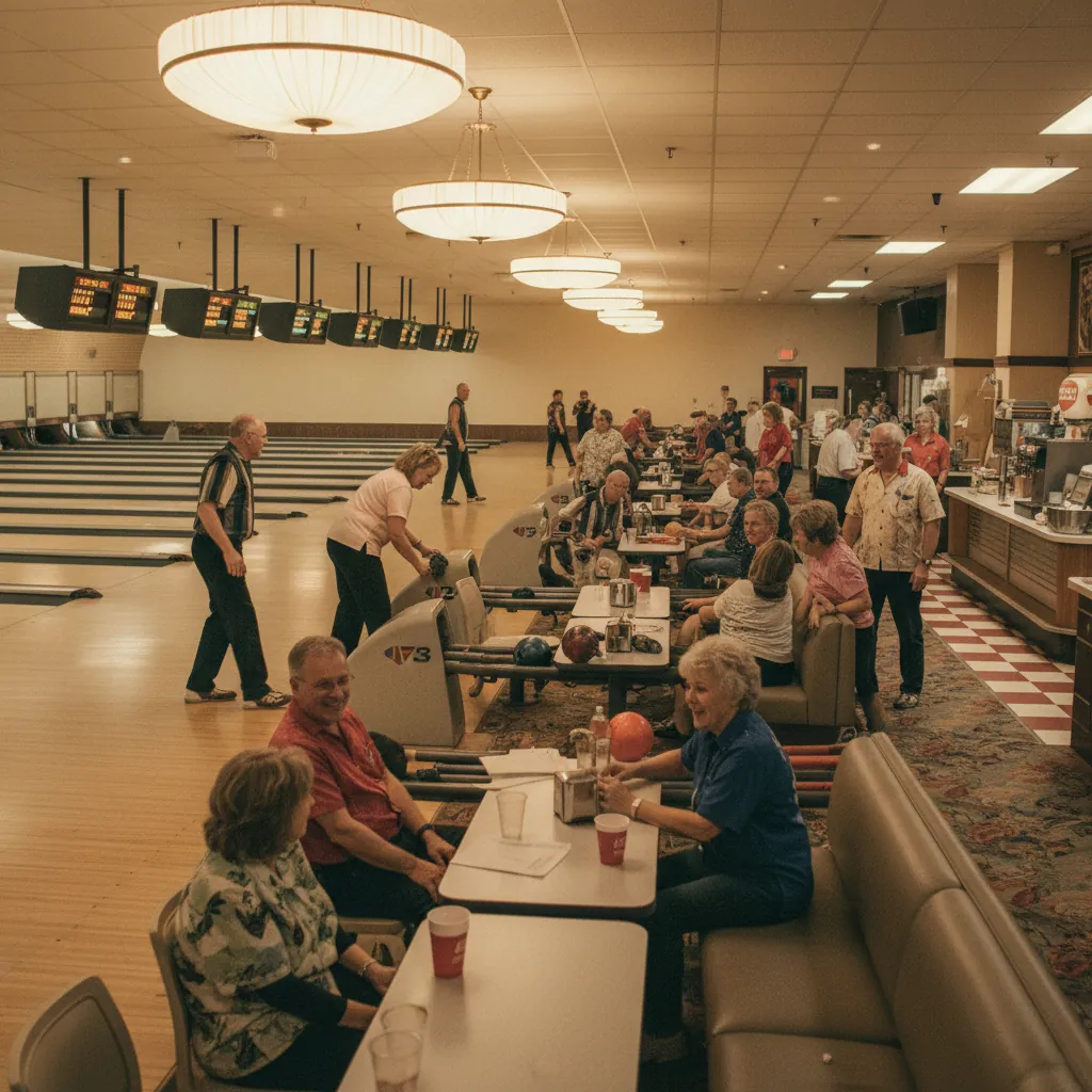Illustration for The Bowling Alley on League Night