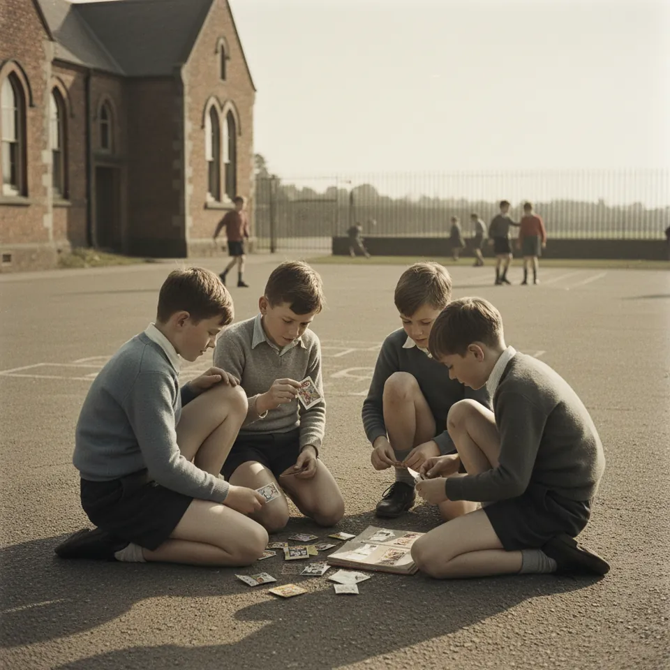 Illustration for Collecting Football Stickers in the Playground
