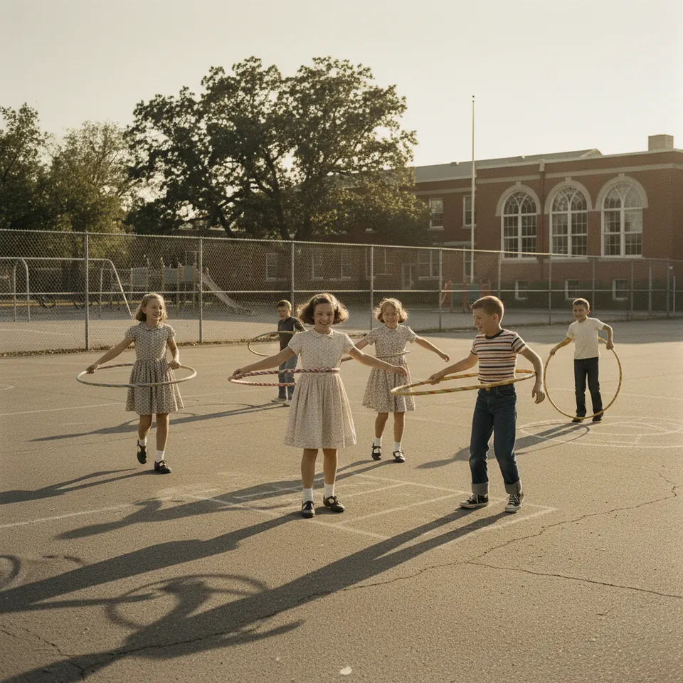 Illustration for The Hula Hoop Craze in the School Yard