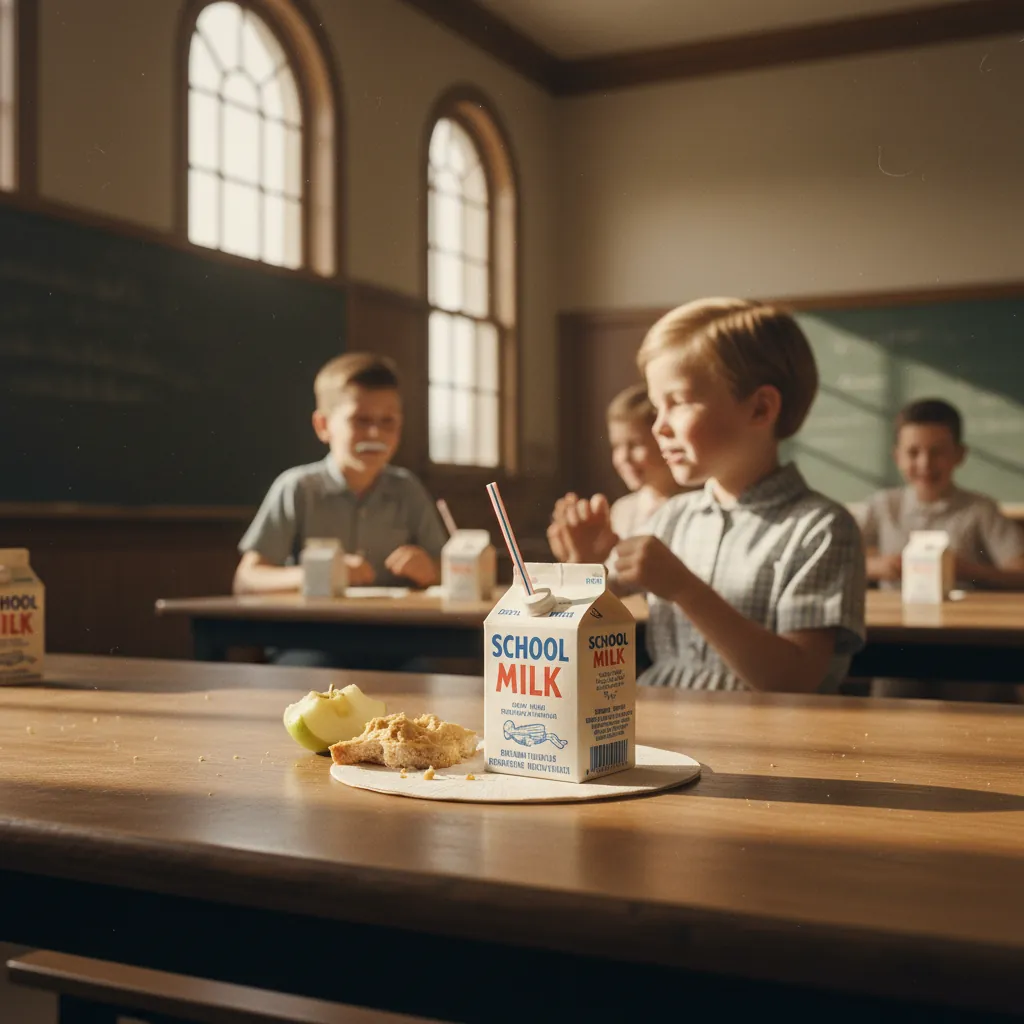 Illustration for The School Milk Carton at Lunch