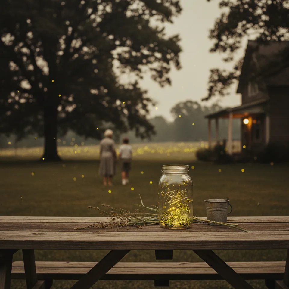 Illustration for The Firefly Jar on a Summer Evening