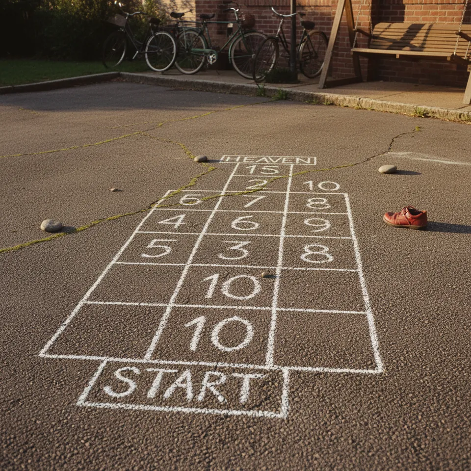 Illustration for The Hopscotch Chalk on the Pavement