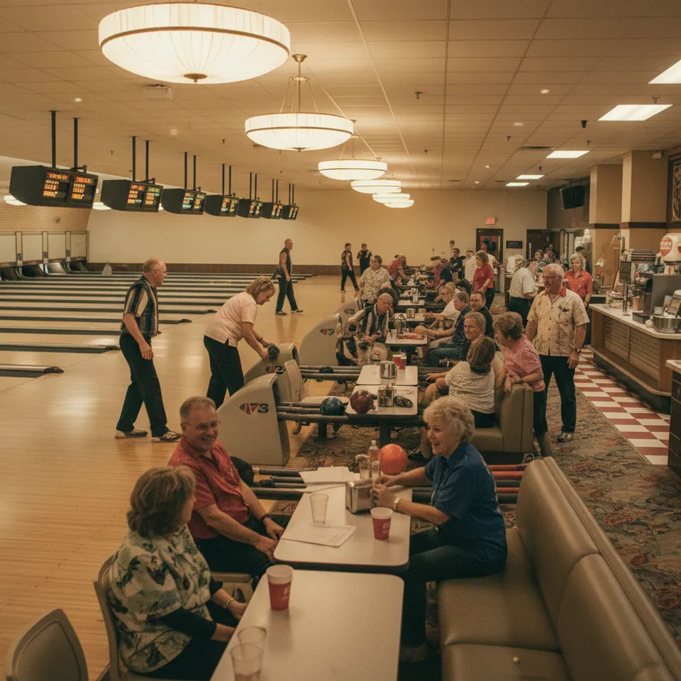 Illustration for The Bowling Alley on League Night
