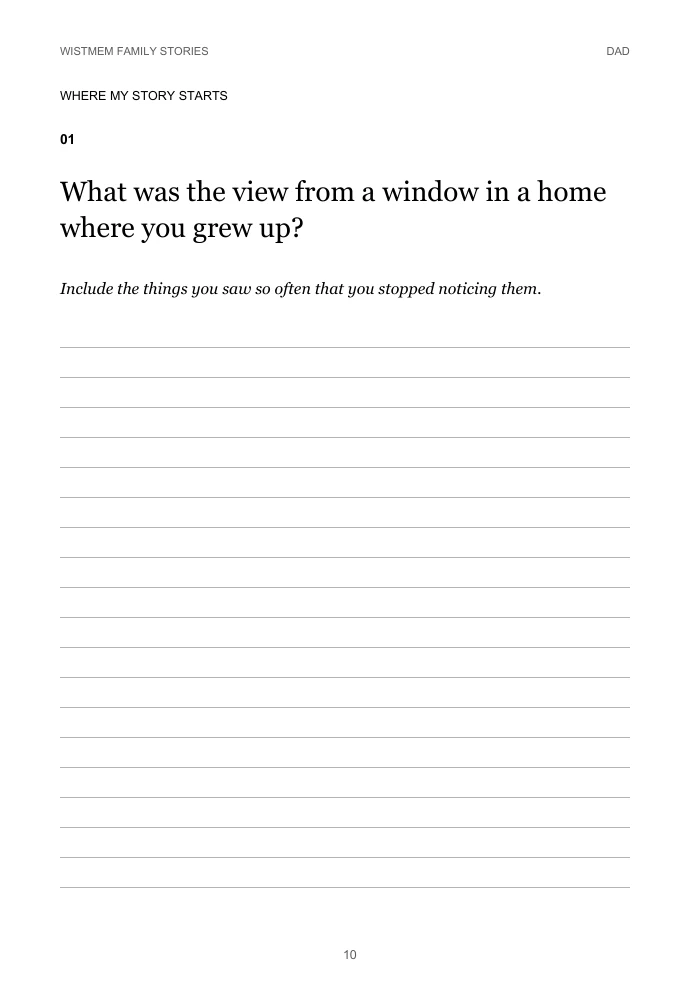 A question and room to write from the dad journal
