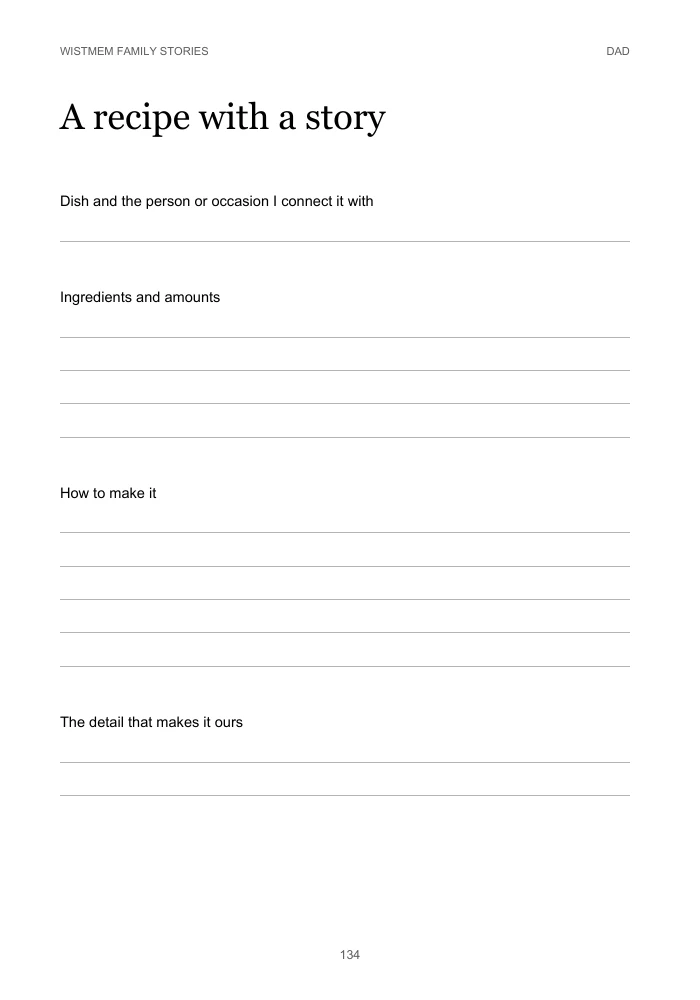 A recipe with a story from the dad journal